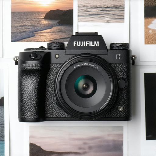 全新Fujifilm相機展示，捕捉即影即有的魔力，強調攝影專業服務與精彩旅程，色彩繽紛的攝影作品背景，吸引攝影愛好者的目光，創意無限的拍攝體驗。