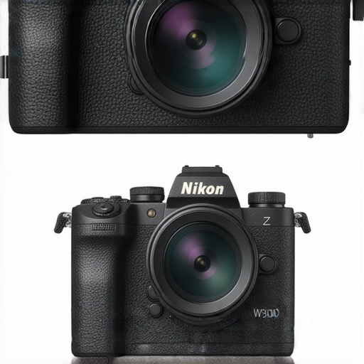 尼康 Z FC 與 W300 攝影器材展示，凸顯兩款相機的外觀設計與特色，背景中可見攝影場景，強調專業攝影服務與技巧的應用，吸引攝影愛好者了解更多。