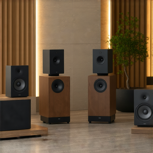 選擇合適的音響箱提升音樂享受與生活品質，圖片展示多款音響箱並搭配優雅室內環境，強調音響效果與家庭氛圍的和諧結合。