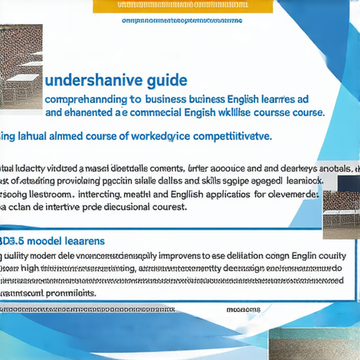 提升職場競爭力的商業英語和商務英語課程選擇指南，展示多樣課程內容，學員互動學習過程，強調職場應用及英語能力提升，幫助職場人士增強競爭力。