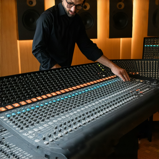 揭開音響箱的秘密，專業服務提升音質，客戶享受全新聽覺體驗，音響專業技術人員展示音響設備，現場調整音質，讓音樂更動聽。