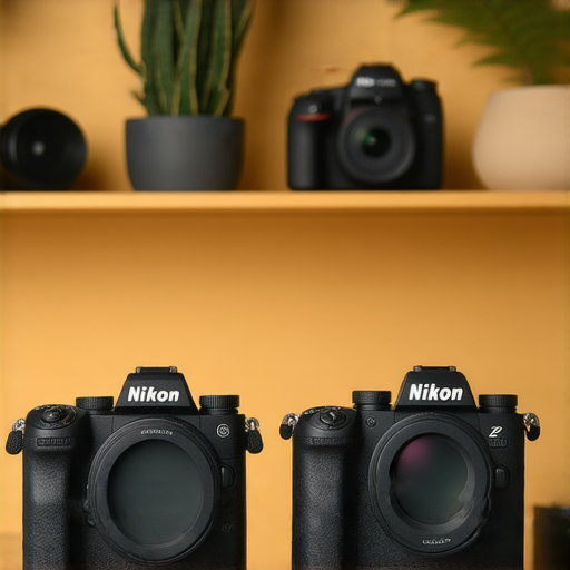 尼康Z FC相機與W300機型並排展示，強調其獨特設計與拍攝功能，背景為攝影相關道具，吸引對尼康相機感興趣的專業與業餘攝影師。