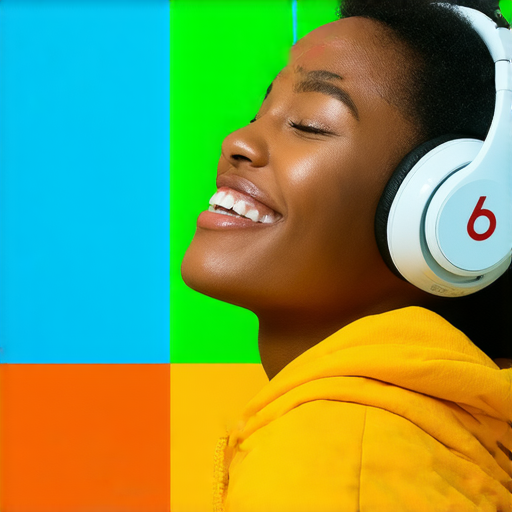 探索 Beats 耳機的無與倫比音質，展現音樂如何徹底改變生活的場景，描繪享受音樂的愉悅情景，包含耳機細節和使用者的幸福笑容。