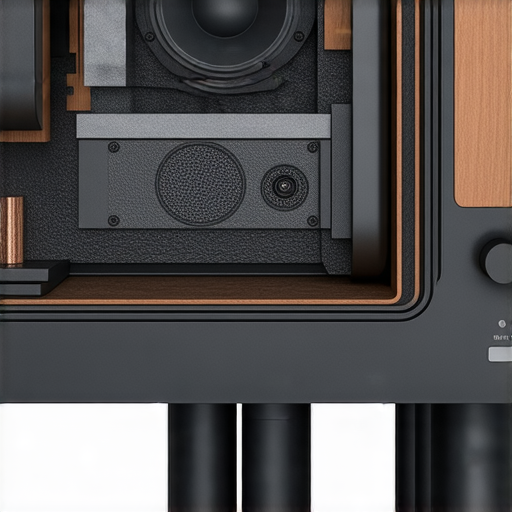 音響箱內部構造特寫，展示提升音質的關鍵技術，專業服務標誌顯示音響優化可能，吸引對音質有追求的消費者探索解決方案。