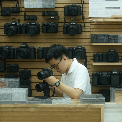 深水埗與旺角的相機維修店內部環境，專業技師正在檢查相機，展現專業服務，讓攝影愛好者重拾拍攝快樂，維修秘笈提供參考。