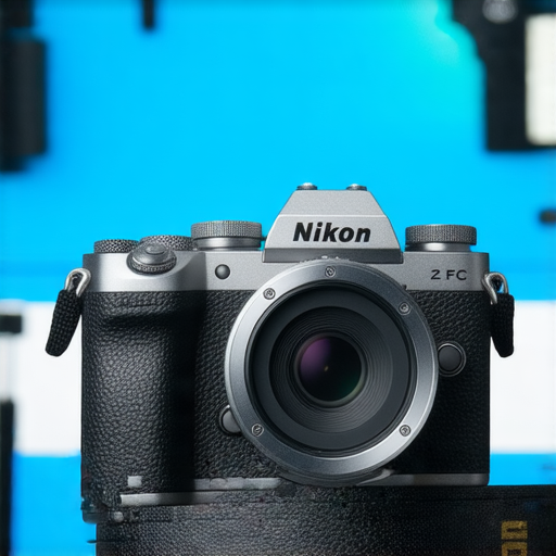 展現尼康Z FC相機的外觀，搭配專業攝影配件及精彩拍攝場景，強調其魅力與性能，讓攝影愛好者感受到專業攝影的無限可能，成為攝影高手的最佳夥伴。
