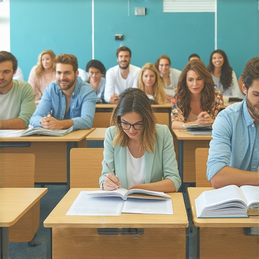 提升職場競爭力的商業英語課程與商務英語課程學習場景，參與者專注於課堂內容，翻閱教材，展現現代職場學習氛圍。