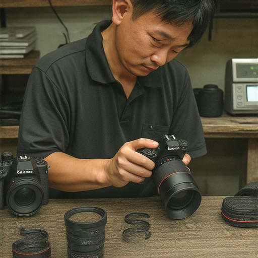 發現深水埗與旺角隱藏的相機維修寶地，提供專業服務的維修技術人員正在檢查相機，顯示專業與可靠，為攝影愛好者帶來無與倫比的維修體驗。