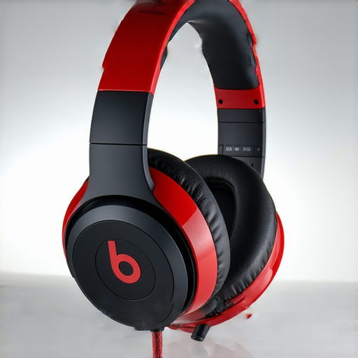 Beats耳機展示音質與風格的完美結合，呈現升級的音樂體驗，耳機設計精美，引人注目的紅色與黑色對比，強調現代科技與潮流時尚。