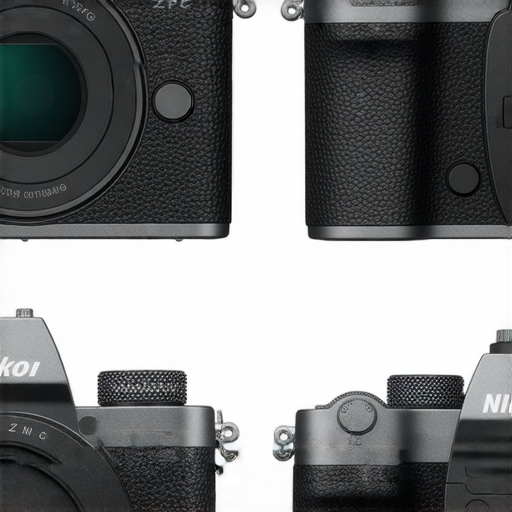 Nikon Z FC與Nikon Z相機的對比圖，展示Nikon Z FC的復古設計與現代技術，強調其魅力與特點，突顯相機的操控界面及功能特色，適合攝影愛好者。