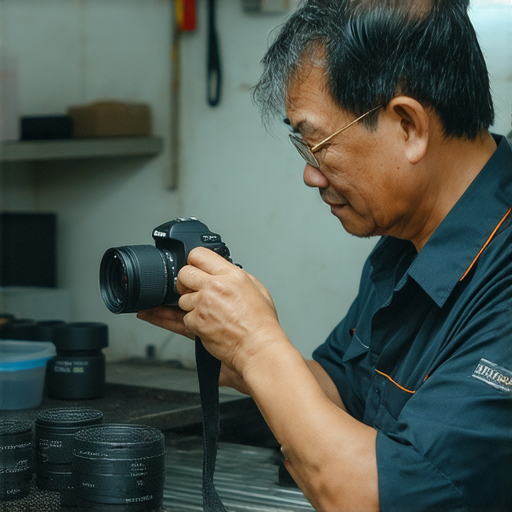 發現深水埗與旺角的最佳相機維修秘訣，專業維修技術，技師正在檢查相機，提供優質服務，吸引顧客探索，提升攝影愛好者的使用體驗。
