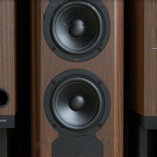 音響箱展示，突出高品質音質與工藝，專業服務標誌，邀請探索極致聆聽之旅，音響界限打破，提供音樂愛好者完美聆聽體驗。