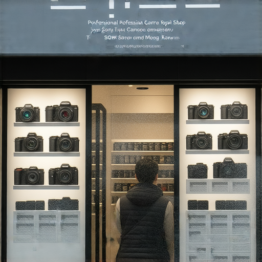 專業相機維修服務店面外觀，位於尖沙咀與旺角，展示SONY與CANON相機維修過程，修復技術專業，吸引攝影愛好者前來了解，讓您的相機重新焕發新生。
