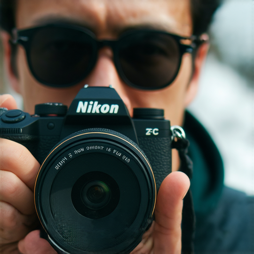 Nikon Z FC相機特寫，展現其復古設計與現代科技結合，背景為專業攝影師探索創意場景，吸引喜愛攝影的新手與專業人士了解我們的服務。