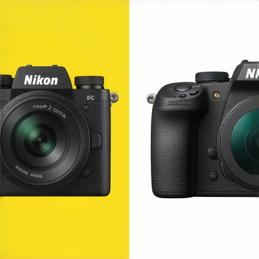 尼康Z fc相機與Coolpix W300相機並排展示，背景為攝影場景，展現攝影藝術的無限可能，探索尼康新時代的創新技術與專業攝影服務。