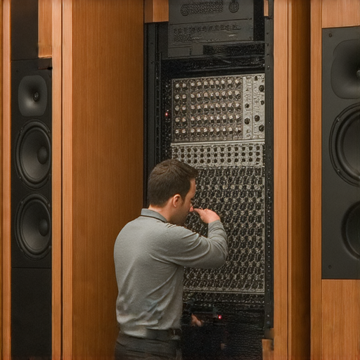 音響箱的內部結構展示，專業技術人員正在檢查元件，探索極致音質的秘密，提供高品質服務，助你深入了解音響箱的性能和優勢。