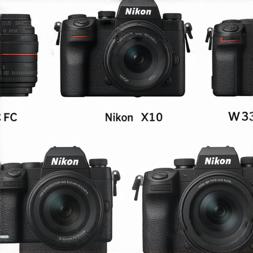 尼康相機系列評析圖片，包括Z FC懷舊設計、W300防水堅固特性、X10高性能便攜型及XF創意攝影選擇，展示各型號在不同場景下的應用與特色，助你選擇合適相機。
