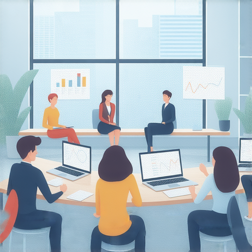 提升職場競爭力的商業英語課程與商務英語課程解析的圖片，展示學習者互動情景，強調職場英語技巧和商務溝通能力，提高全球職涯發展的潛力。