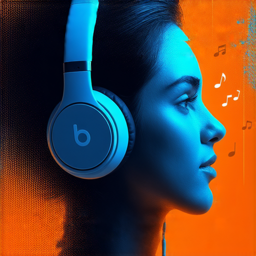 探索超炫的Beats耳機，展示其創新的設計與高品質音效，使用者沉浸在音樂中，耳朵仿佛展翅飛翔，發現音樂的新境界，讓每一次聆聽都充滿驚喜與活力。