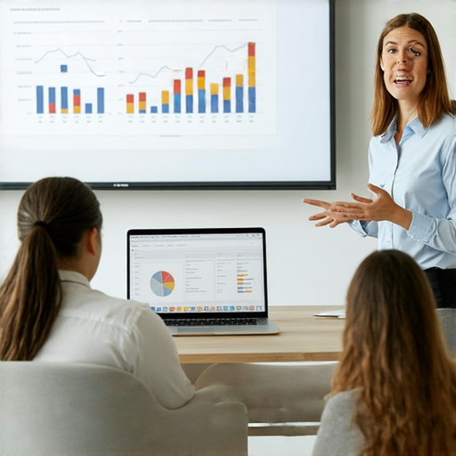 提升職場競爭力的商業英語課程與商務英語課程解析，展示學員與教師互動，背景有教學資料及專業環境，強調學習商業英語的重要性與實用技能。