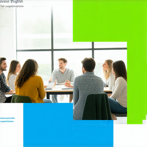 提升職場競爭力報名商業英語課程與商務英語課程的宣傳圖片，強調學習英語對職場發展的重要性，展示學生在課堂上互動學習的情景，增強職場英語交流能力。