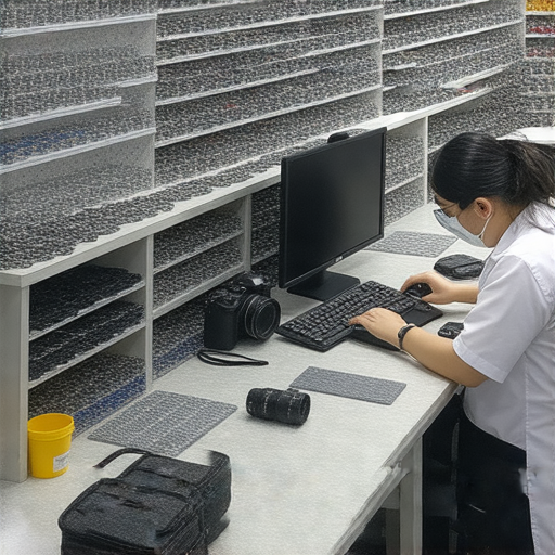 深水埗、旺角、尖沙咀專業相機維修中心內景，顯示Cannon與Sony相機的維修服務，專業技術人員專注於維修工作，吸引攝影愛好者前來體驗全方位服務。