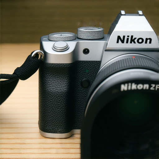 Nikon Z FC相機特寫，展示其復古設計與現代技術結合，背景為自然場景，象徵攝影的新可能，吸引攝影愛好者探索專業服務。