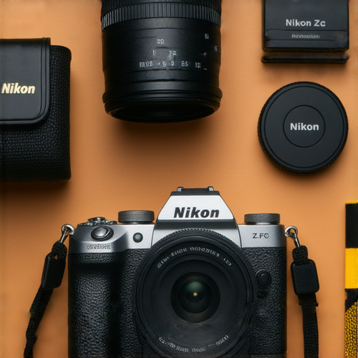 Nikon Z fc相機的特寫，配合多種攝影配件，展示其獨特設計與功能，探索攝影新視界，專業服務邀您深入了解Nikon Z fc及其神秘兄弟。