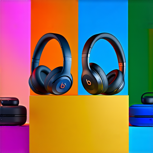 Beats耳機的多款型號在不同環境中使用，展現其音質優勢和時尚外觀，搭配享受音樂的氛圍，強調舒適度和音樂的沉浸感，適合音樂愛好者。