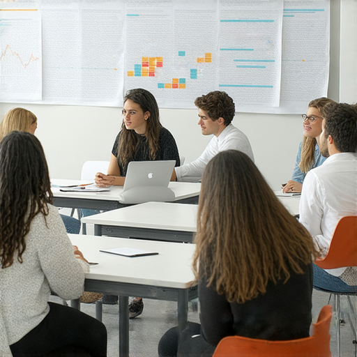 商業英語課程與職場競爭力提升的教學活動，學員在課堂上互動討論，專注於英語交流技巧和商務用語，助力職場表現，提升專業形象。