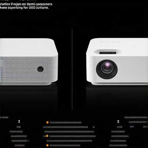 小米投影機2與3的比較圖，展示兩款投影機的外觀設計及功能特點，強調其家用投影解決方案的優勢，適合2023年的消費者選擇，探索最佳視覺體驗。