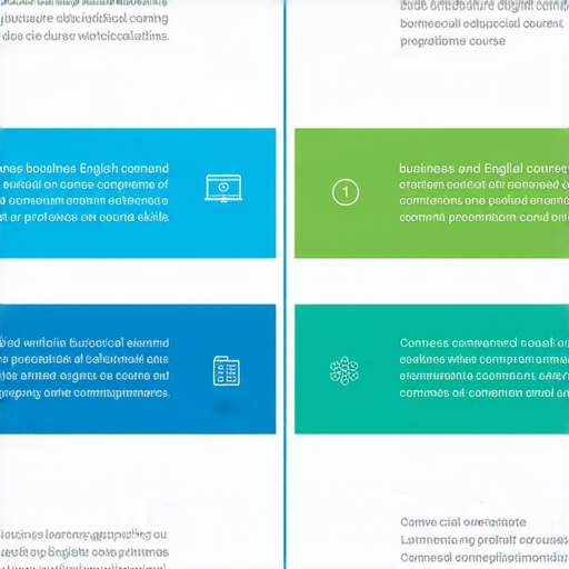 提升專業素養的商業英語與商務英語課程選擇指南，圖示簡介各類課程特色與學習重點，幫助學員選擇適合的英文課程以增強職場競爭力。