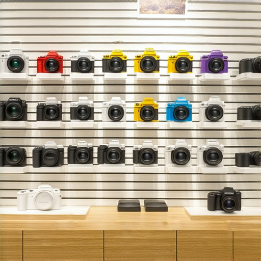 Fujifilm相機展示各式即影即有產品，專業服務背景，吸引顧客即刻探索，捕捉每一瞬間的鮮活記憶，提升拍攝體驗與創意表達。