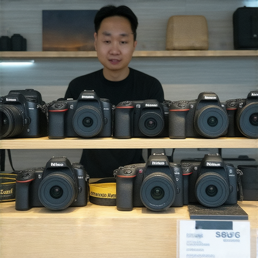 香港Nikon相機展示，超值價格標籤清晰可見，專業攝影師在鏡頭前分享購買秘訣，吸引攝影愛好者提升技巧，探索最佳攝影器材選擇。