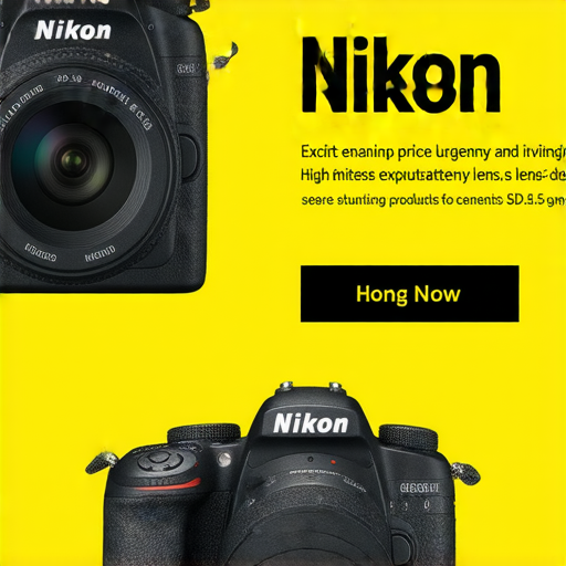 香港Nikon相機、鏡頭及電池特價促銷海報，吸引攝影愛好者注意，強調驚爆價優惠，激勵消費者把握機會，讓攝影無極限，展示產品精美設計和特價資訊。