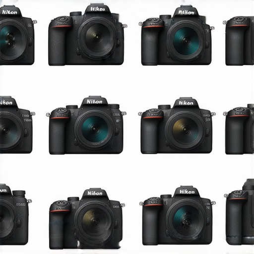 香港Nikon相機展示圖片，包含不同型號及配件，鏡頭與電池選擇指南，價格標籤清晰。提供購買攻略，方便用戶選擇心儀的Nikon相機與配件。
