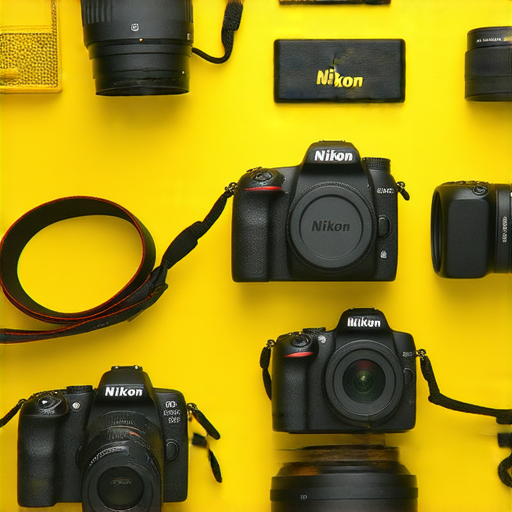 香港Nikon相機展示，明亮的攝影器材陳列，價格標籤清晰可見，並附上省錢購買方案的資訊，完美合成專業攝影愛好者的必備工具。