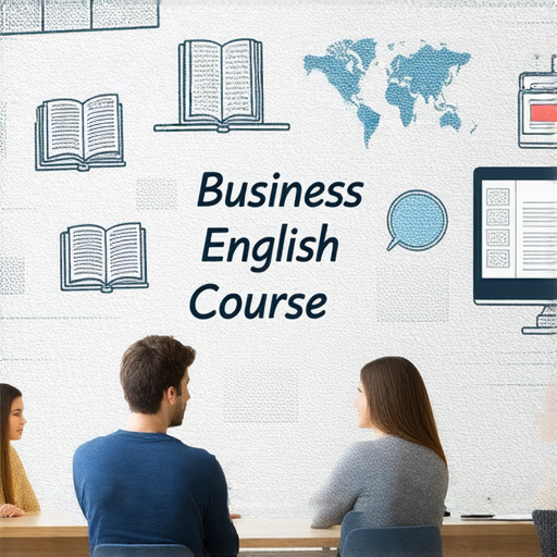 提升職場競爭力的商業英語課程與商務英語課程選擇的圖片，展示多元化的學習材料和互動教學環境，強調提高英語溝通能力與商務談判技巧的內容。