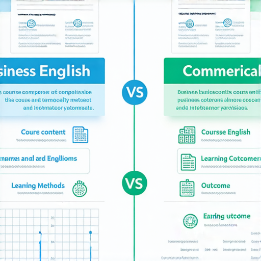 提升職場競爭力的選擇商業英語課程與商務英語課程的比較圖，顯示課程內容、學習方式及學習效果的重要性，幫助學生選擇最適合的方案以增強英語能力和職場優勢。