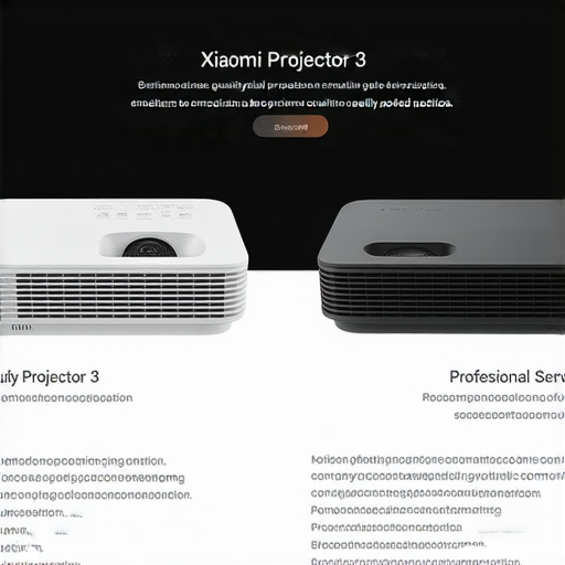 2023年小米投影機2與3的比較圖示，顯示兩款設備的外觀及特色，幫助用戶選擇最佳家用投影設備，還有專業服務的相關資訊，以提升觀影體驗。