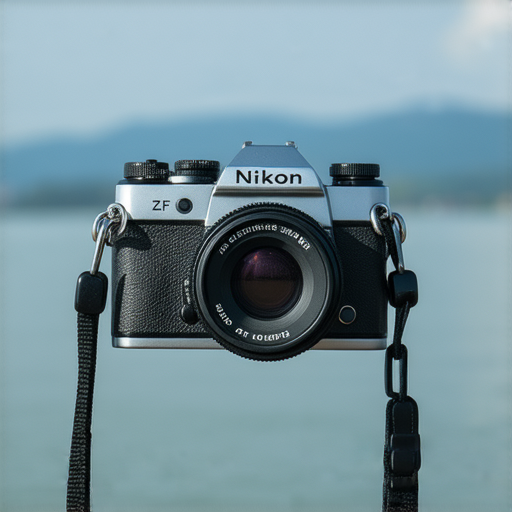 Nikon Zfc相機展示，突出其復古設計和現代功能，適合攝影新手使用，提升拍照技巧的完美工具，背景為自然風光，意在激發攝影創意。