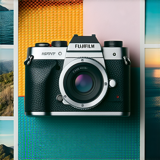 Fujifilm相機展示，強調即影即有的魅力與特點，背景為美麗的自然景色，適合入門攝影的用戶，突顯攝影的樂趣與創意。