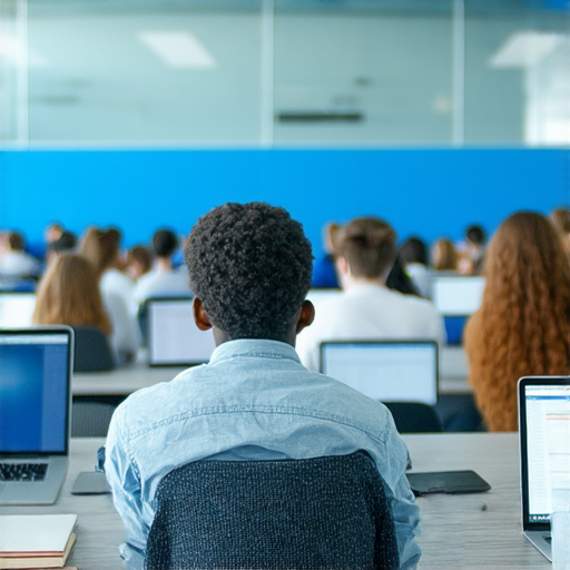 提升職場競爭力的商業英語與商務英語課程報名圖片，展示學員在專注學習，提升英語技能以應對全球商業挑戰，增強職場優勢。