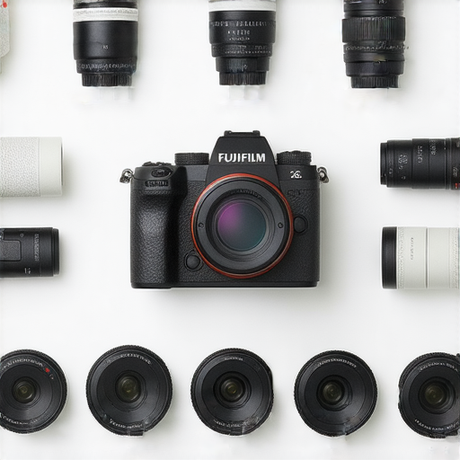 Fujifilm相機及31款鏡頭的比較圖，展示各種拍攝效果與即棄相機的性能差異，強調Fujifilm相機的多樣性和創意潛力。