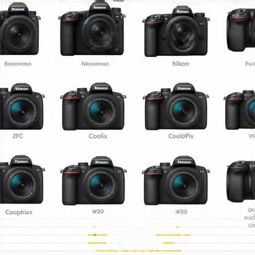 尼康相機系列比較，包括ZFC、Coolpix W300等型號，展示不同設計和功能特點，幫助消費者選擇適合的相機，探討拍攝需求和拍攝場景的最佳解決方案。