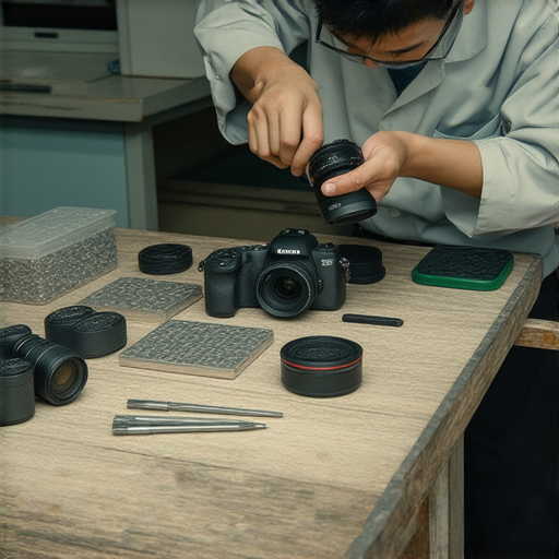 深水埗相機維修中心專業技術人員在進行相機維修，提供實惠價格的服務，幫助客戶重拾相機的生命與性能。