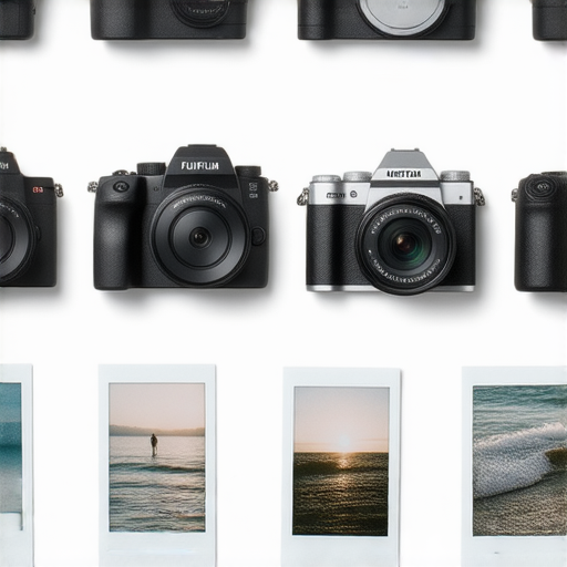 全方位了解Fujifilm相機與Instax即影即有攝影的搭配示意圖，展示多款Fujifilm相機及Instax攝影作品，適合攝影愛好者參考與選購，提升攝影體驗與創意表現。