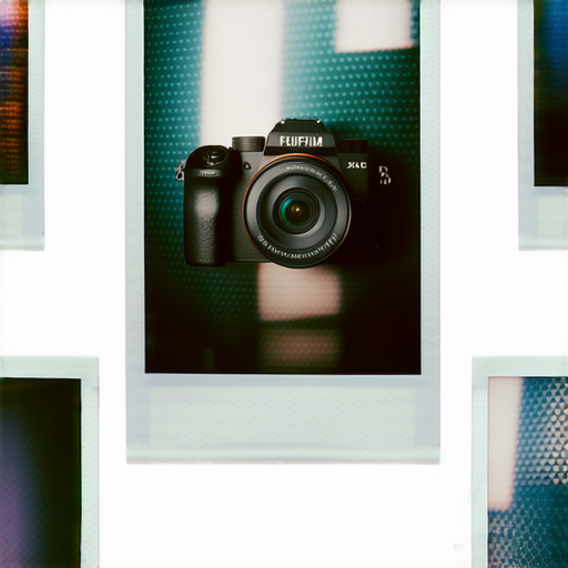 Fujifilm相機展示，色彩豔麗的即影即有作品，展現攝影的創意與專業服務，吸引攝影愛好者立即探索效果，實現攝影夢想的場景。