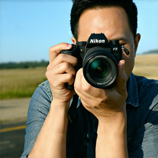 探索Nikon Z FC的魅力，專業攝影師正在展示相機的特性，背景是美麗風景，體現攝影的藝術與技術，了解我們的專業服務，開啟攝影新體驗。