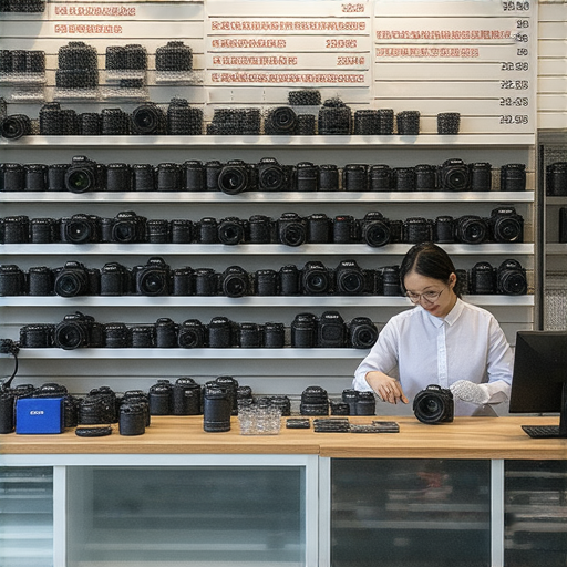 香港優質相機維修中心內部環境，技術人員正在專心維修相機，展示維修工具及設備，提供專業服務，價格資訊一目了然，適合攝影愛好者參考。